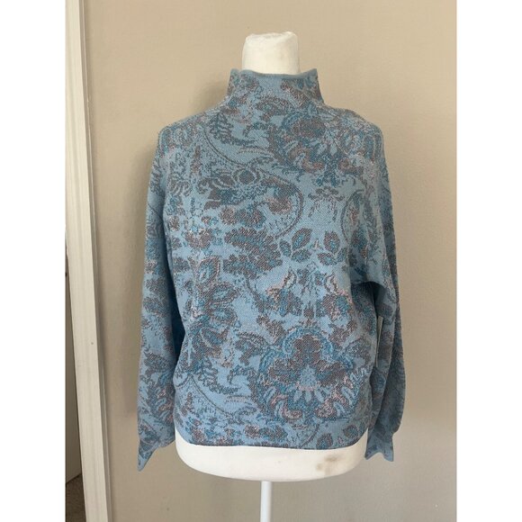 NWT ANTHROPOLOGIE powder blue bell-sleeve turtleneck  sweater SMALL - Picture 1 of 8